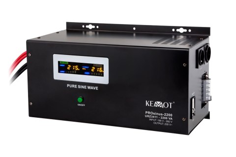 Zasilacz awaryjny naścienny KEMOT PROsinus-2200 przetwornica z czystym przebiegiem sinusoidalnym i funkcją ładowania 12V 230V 22