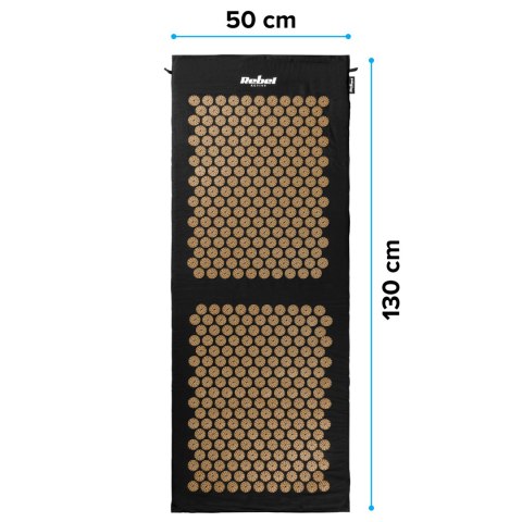 Mata zdrowotna z kolcami do akupresury z poduszką, 130x50cm, XXL, złote kolce, Rebel Active