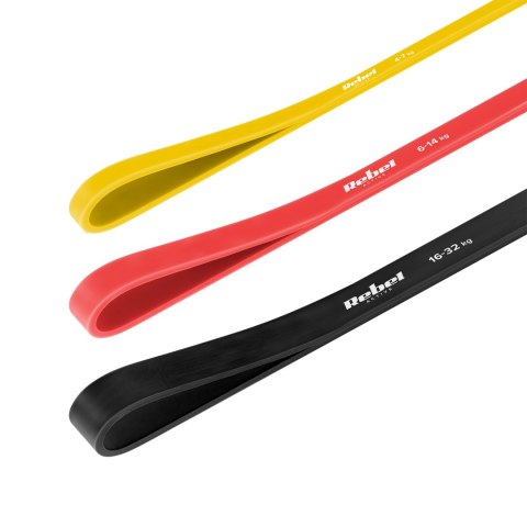 Zestaw gum do ćwiczeń TPE - Power Band PT-S3, 4-32 kg, 3 gumy TPE, REBEL ACTIVE