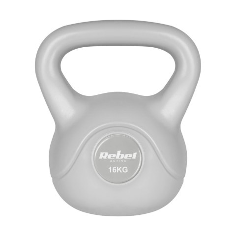 Kettlebell bitumiczny 16 kg szary REBEL ACTIVE