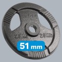 Obciążenie żeliwne olimpijskie 25kg, otwór 51mm, talerz z uchwytami, REBEL ACTIVE