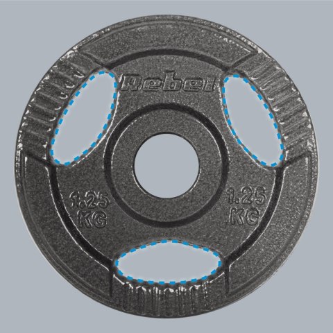Obciążenie żeliwne zestaw 4x1.25kg, otwór 31mm, talerz z uchwytami, REBEL ACTIVE