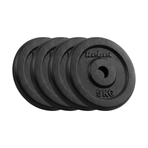 Obciążenie żeliwne zestaw 4x5kg, otwór 31mm, talerz klasyczny, REBEL ACTIVE