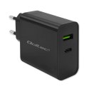 Qoltec Ładowarka Super Quick PD | 45W | 5-20V | 2.25-3A | 1xUSB typ C | 1xUSB A | Czarna