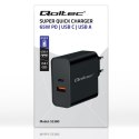Qoltec Ładowarka Super Quick PD | 65W | 5-20V | 1.5-3.25A | 1xUSB typ C | 1xUSB A | Czarna