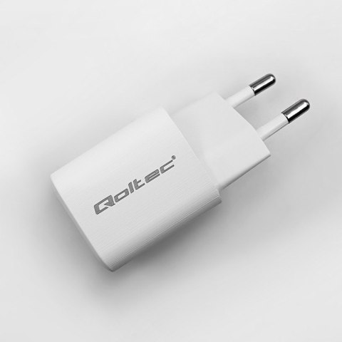 Qoltec Ładowarka sieciowa 35W GaN ULTRA | 5-20V | 2.25-3A | 1xUSB typ C PD | 1x USB | Biała