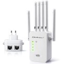 Qoltec Wzmacniacz sygnału WiFi 6 | Repeater | Access Point | AX1200 Mb/s | 6 Anten | 2x RJ45 | 128MB
