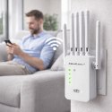 Qoltec Wzmacniacz sygnału WiFi 6 | Repeater | Access Point | AX1200 Mb/s | 6 Anten | 2x RJ45 | 128MB