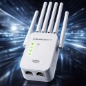 Qoltec Wzmacniacz sygnału WiFi 6 | Repeater | Access Point | AX1200 Mb/s | 6 Anten | 2x RJ45 | 128MB