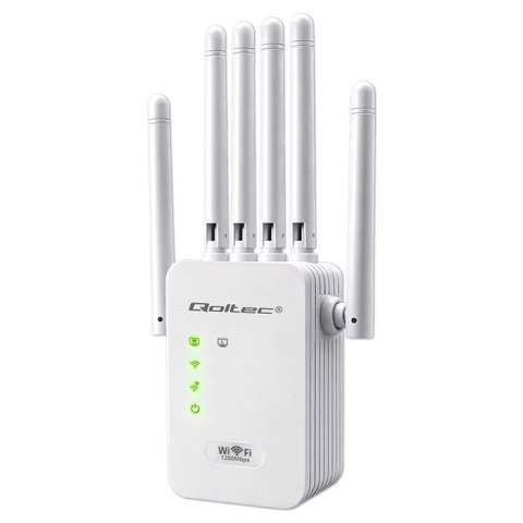 Qoltec Wzmacniacz sygnału WiFi 6 | Repeater | Access Point | AX1200 Mb/s | 6 Anten | 2x RJ45 | 128MB