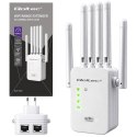 Qoltec Wzmacniacz sygnału WiFi 6 | Repeater | Access Point | AX1200 Mb/s | 6 Anten | 2x RJ45 | 128MB