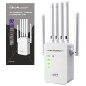 Qoltec Wzmacniacz sygnału WiFi 6 | Repeater | Access Point | AX1200 Mb/s | 6 Anten | 2x RJ45 | 128MB