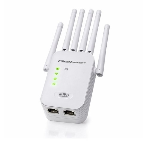 Qoltec Wzmacniacz sygnału WiFi | Repeater | Access Point | N300Mb/s | 6 anten | 2x RJ45