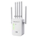 Qoltec Wzmacniacz sygnału WiFi | Repeater | Access Point | N300Mb/s | 6 anten | 2x RJ45