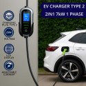Qoltec Mobilna ładowarka do samochodu elektrycznego EV z regulacją 2w1 Typ2 | 7kW | 230V | CEE 32A | Wi-fi | TUYA | SMART LIFE |