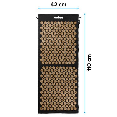 Mata zdrowotna z kolcami do akupresury z poduszką, 110x42cm, XL, złote kolce, Rebel Active