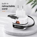 Qoltec Ładowarka sieciowa GaN Super Fast 65W | USB-C PD PPS | 5-20V | 3-3.25A | Laptop | MacBook | Smartfon | wysuwany kabel