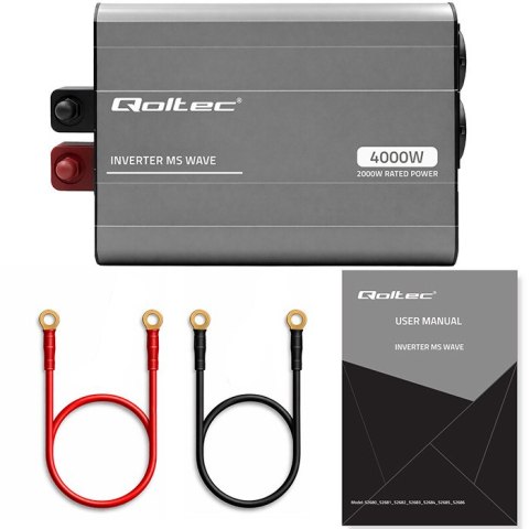 Qoltec Przetwornica napięcia MS Wave | 12V na 230V | 2000/4000W | USB | Kompatybilna z LiFePO4 GEL AGM