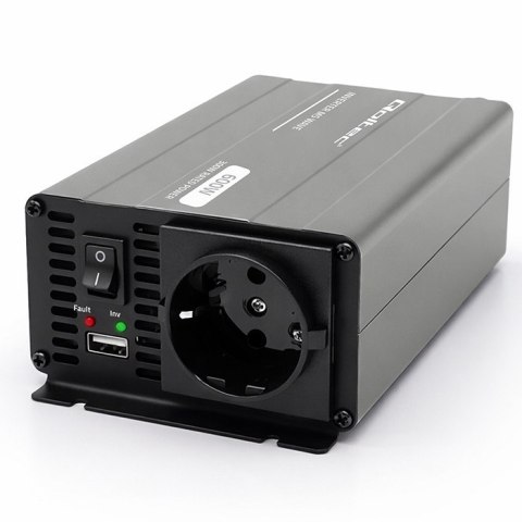 Qoltec Przetwornica napięcia MS Wave | 12V na 230V | 300/600W | USB | Kompatybilna z LiFePO4 GEL AGM