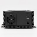 Qoltec Przetwornica napięcia Pure Sine Wave | 12V na 230V | 500/1000W | LCD | USB | USB-C | Kompatibilność z LiFePo4 GEL AGM