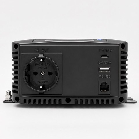 Qoltec Przetwornica napięcia Pure Sine Wave | 12V na 230V | 500/1000W | LCD | USB | USB-C | Kompatibilność z LiFePo4 GEL AGM