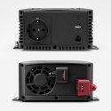 Qoltec Przetwornica napięcia Pure Sine Wave | 12V na 230V | 500/1000W | LCD | USB | USB-C | Kompatibilność z LiFePo4 GEL AGM