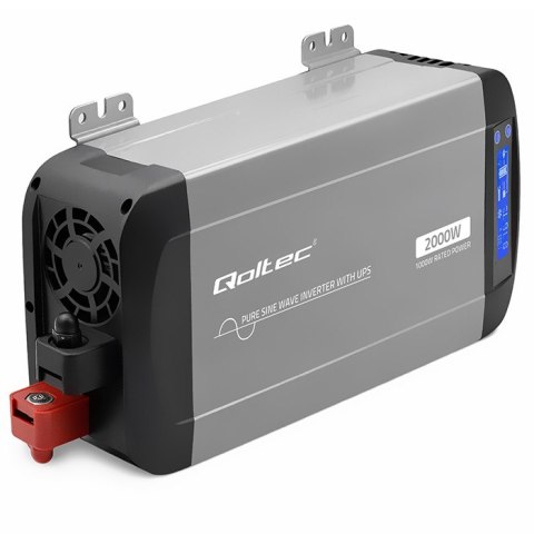 Qoltec Przetwornica napięcia Pure Sine Wave z UPS | 12V na 230V | 1000/2000W | LCD | USB | USB-C | Kompatybilna z LiFePO4 GEL AG
