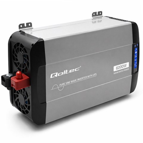 Qoltec Przetwornica napięcia Pure Sine Wave z UPS | 12V na 230V | 3000/6000W | LCD | USB | USB-C | Kompatybilna z LiFePO4 GEL AG