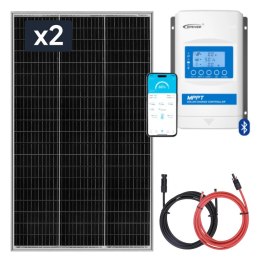 Zestaw panel sztywny 2x 250W z regulatorem ładowania 40A MPPT