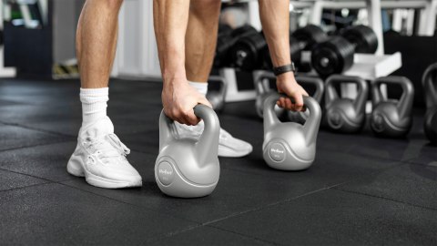 Kettlebell bitumiczny 18 kg szary REBEL ACTIVE