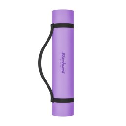 Mata gimnastyczna do ćwiczeń joga, pilates, fitness, 183x61cm, grubość 1cm, materiał TPE, fioletowa, REBEL ACTIVE