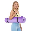 Mata gimnastyczna do ćwiczeń joga, pilates, fitness, 183x61cm, grubość 1cm, materiał TPE, fioletowa, REBEL ACTIVE