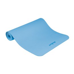 Mata gimnastyczna do ćwiczeń joga, pilates, fitness, 183x61cm, grubość 1cm, materiał TPE, niebieska, REBEL ACTIVE