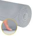 Mata gimnastyczna do ćwiczeń joga, pilates, fitness, 183x61cm, grubość 1cm, materiał TPE, szara, REBEL ACTIVE