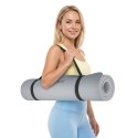 Mata gimnastyczna do ćwiczeń joga, pilates, fitness, 183x61cm, grubość 1cm, materiał TPE, szara, REBEL ACTIVE