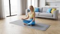 Mata gimnastyczna do ćwiczeń joga, pilates, fitness, 183x61cm, grubość 1cm, materiał TPE, szara, REBEL ACTIVE