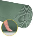 Mata gimnastyczna do ćwiczeń joga, pilates, fitness, 183x61cm, grubość 1cm, materiał TPE, zielona, REBEL ACTIVE