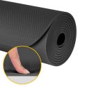 Mata gimnastyczna do ćwiczeń joga, pilates, fitness, 183x61cm, grubość 4mm, materiał TPE, czarna, REBEL ACTIVE