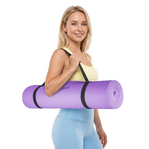 Mata gimnastyczna do ćwiczeń joga, pilates, fitness, 183x61cm, grubość 4mm, materiał TPE, fioletowa, REBEL ACTIVE