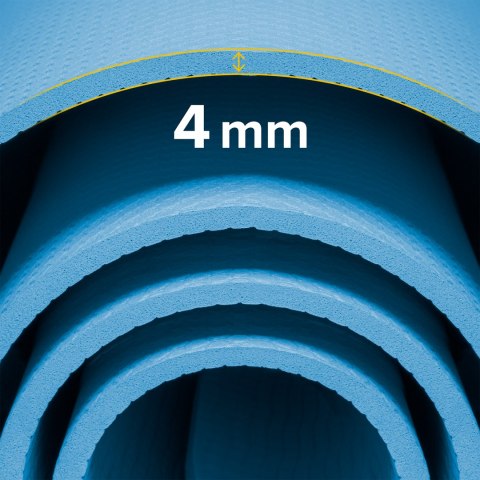 Mata gimnastyczna do ćwiczeń joga, pilates, fitness, 183x61cm, grubość 4mm, materiał TPE, niebieska, REBEL ACTIVE