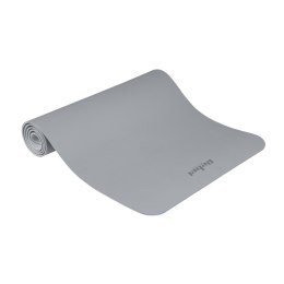Mata gimnastyczna do ćwiczeń joga, pilates, fitness, 183x61cm, grubość 4mm, materiał TPE, szara, REBEL ACTIVE