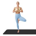Mata gimnastyczna do ćwiczeń joga, pilates, fitness, 183x61cm, grubość 6mm, materiał TPE, czarna, REBEL ACTIVE