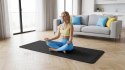 Mata gimnastyczna do ćwiczeń joga, pilates, fitness, 183x61cm, grubość 6mm, materiał TPE, czarna, REBEL ACTIVE