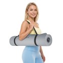 Mata gimnastyczna do ćwiczeń joga, pilates, fitness, 183x61cm, grubość 6mm, materiał TPE, szara, REBEL ACTIVE