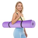 Mata gimnastyczna do ćwiczeń joga, pilates, fitness, 200x115cm, grubość 1cm, materiał TPE, fioletowa, REBEL ACTIVE