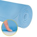 Mata gimnastyczna do ćwiczeń joga, pilates, fitness, 200x115cm, grubość 1cm, materiał TPE, niebieska, REBEL ACTIVE
