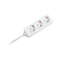 Przedłużacz 3 gniazda 1,5m typu niemieckiego bez przełącznika (3x1,0mm) Rebel biały