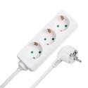 Przedłużacz 3 gniazda 1,5m typu niemieckiego bez przełącznika (3x1,0mm) Rebel biały