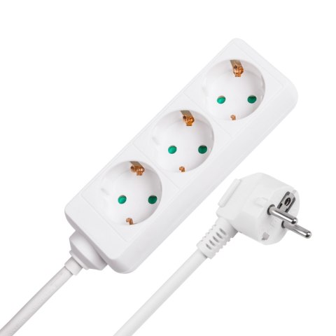 Przedłużacz 3 gniazda 1,5m typu niemieckiego bez przełącznika (3x1,0mm) Rebel biały