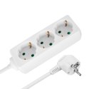 Przedłużacz 3 gniazda 2m typu niemieckiego bez przełącznika (3x1,5mm) Rebel biały